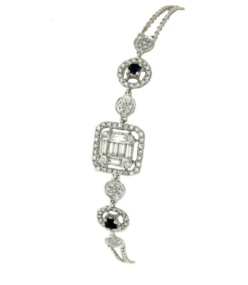 Pulsera de compromiso de oro blanco con zafiros y diamantes - Roman Joyero