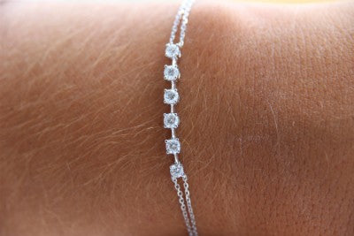 Pulsera de oro blanco 18 kts con brillantes - Roman Joyero