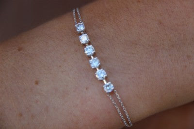 Pulsera de oro blanco 18 kts con brillantes - Roman Joyero