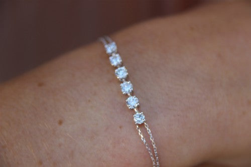 Pulsera de oro blanco 18 kts con brillantes - Roman Joyero