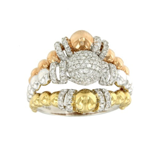 WHIYEPIN 152 anillo bolas en oro con brillantes - Roman Joyero