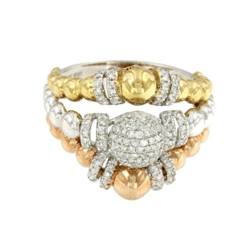 WHIYEPIN 152 anillo bolas en oro con brillantes - Roman Joyero