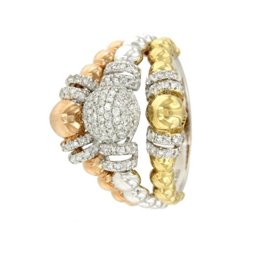 WHIYEPIN 152 anillo bolas en oro con brillantes - Roman Joyero