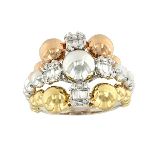 WHIYEPIN 36 anillo bolas en oro con brillantes - Roman Joyero
