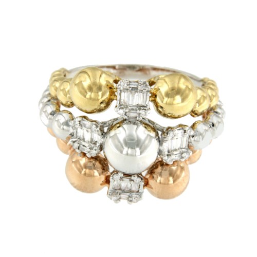 WHIYEPIN 36 anillo bolas en oro con brillantes - Roman Joyero