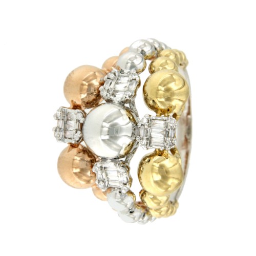 WHIYEPIN 36 anillo bolas en oro con brillantes - Roman Joyero
