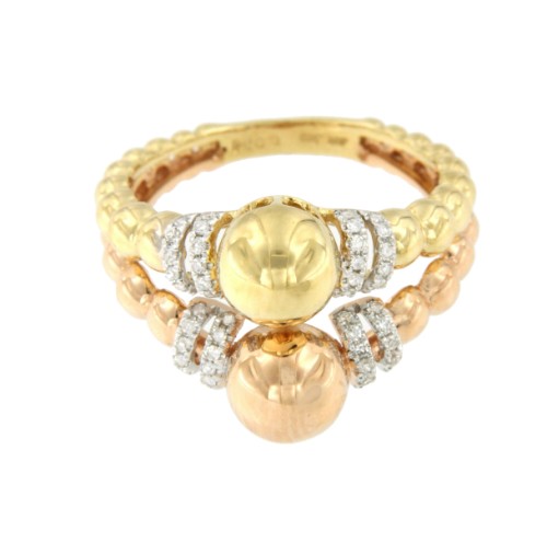 YEPIN 52 anillo bolas en oro con brillantes - Roman Joyero