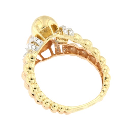 YEPIN 52 anillo bolas en oro con brillantes - Roman Joyero
