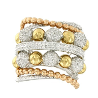 WHIYEPIN 288 anillo bolas en oro con brillantes - Roman Joyero