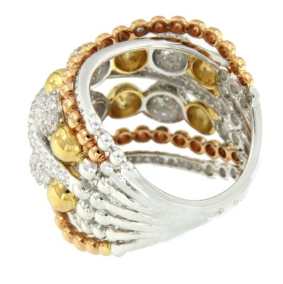 WHIYEPIN 288 anillo bolas en oro con brillantes - Roman Joyero