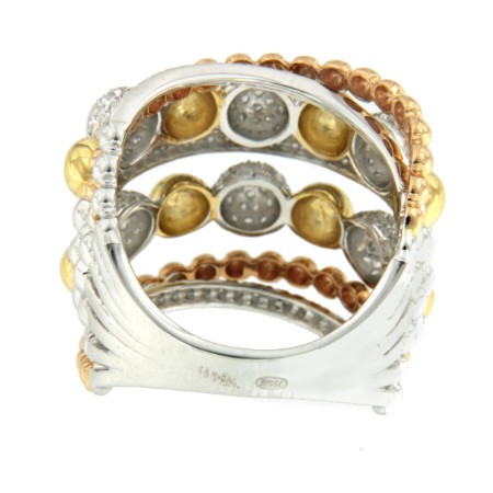 WHIYEPIN 288 anillo bolas en oro con brillantes - Roman Joyero
