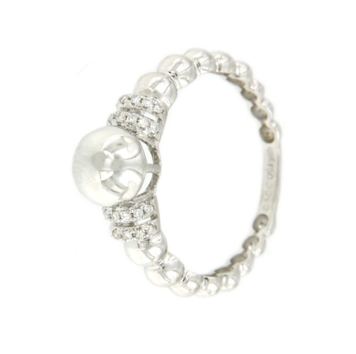 WHITE 26 anillo bolas en oro con brillantes - Roman Joyero