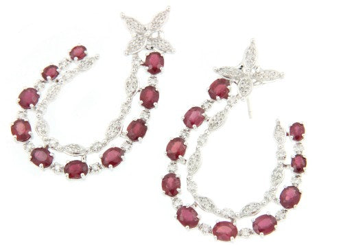 Argollas de oro blanco RED 174 con rubíes - Roman Joyero