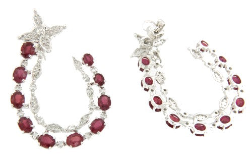 Argollas de oro blanco RED 174 con rubíes - Roman Joyero