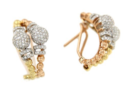 Pendientes de oro ZAIN 304 de 2 colores - Roman Joyero