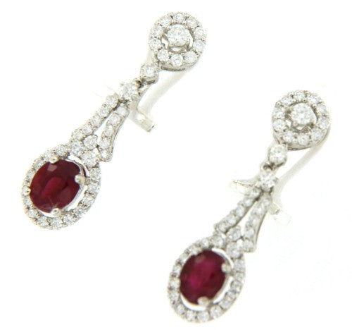 Pendientes de oro TÉBESSA con brillantes y rubí - Roman Joyero