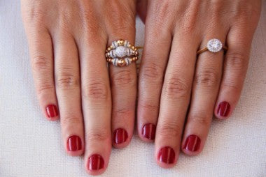 WHIYEPIN 152 anillo bolas en oro con brillantes - Roman Joyero