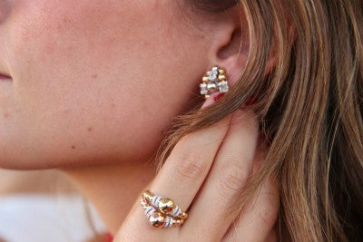 YEPIN 52 anillo bolas en oro con brillantes - Roman Joyero