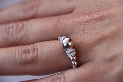 WHITE 26 anillo bolas en oro con brillantes - Roman Joyero