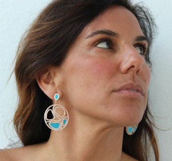 Pendientes de plata IGUAZU con circonitas - Roman Joyero