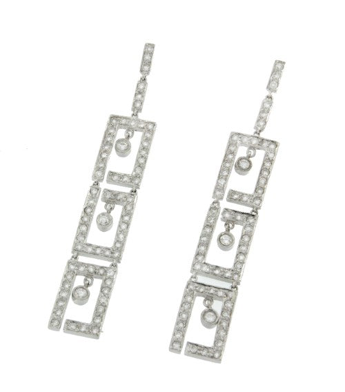 Pendientes de oro blanco y brillantes - Roman Joyero