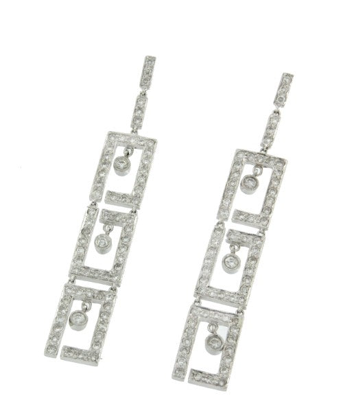 Pendientes de oro blanco y brillantes - Roman Joyero