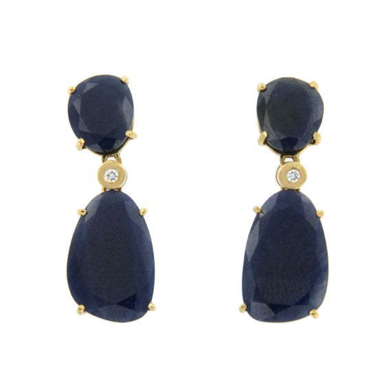 Pendientes de oro amarillo y zafiro - Roman Joyero