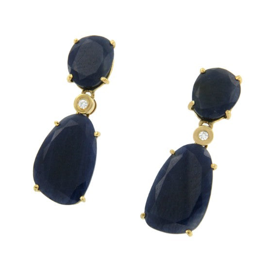 Pendientes de oro amarillo y zafiro - Roman Joyero