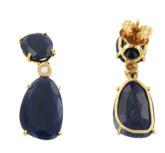 Pendientes de oro amarillo y zafiro - Roman Joyero