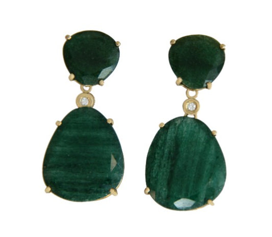 Pendientes de oro amarillo y aventurina