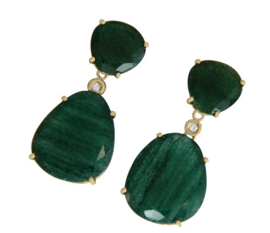 Pendientes de oro amarillo y aventurina