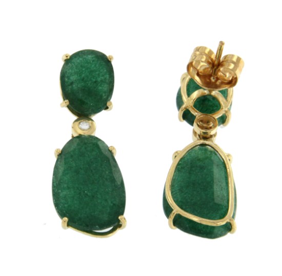 Pendientes desmontables con oro amarillo y aventurina - Roman Joyero