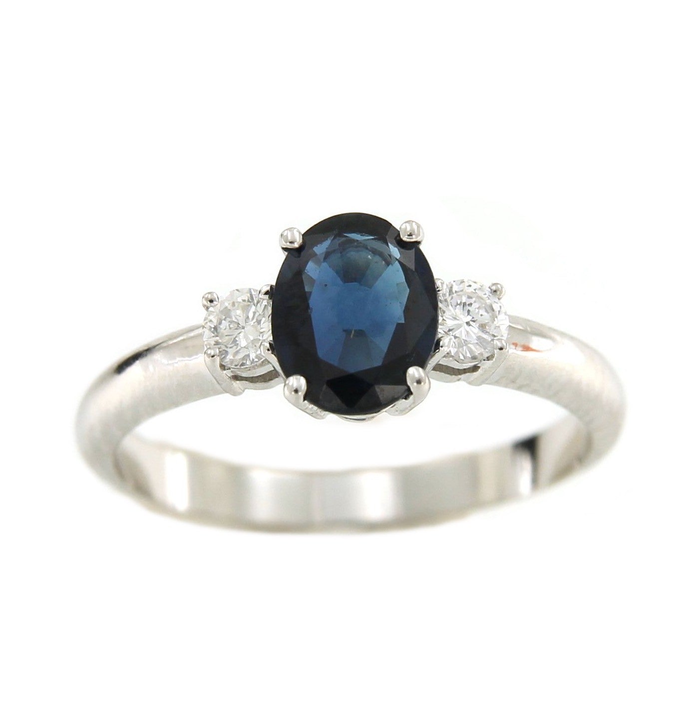 Alianza de oro blanco ALEV con zafiro y diamantes - Roman Joyero