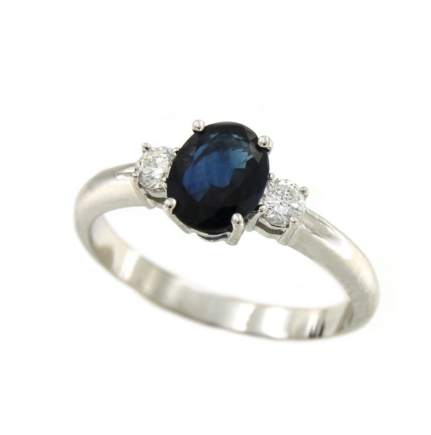 Alianza de oro blanco ALEV con zafiro y diamantes - Roman Joyero