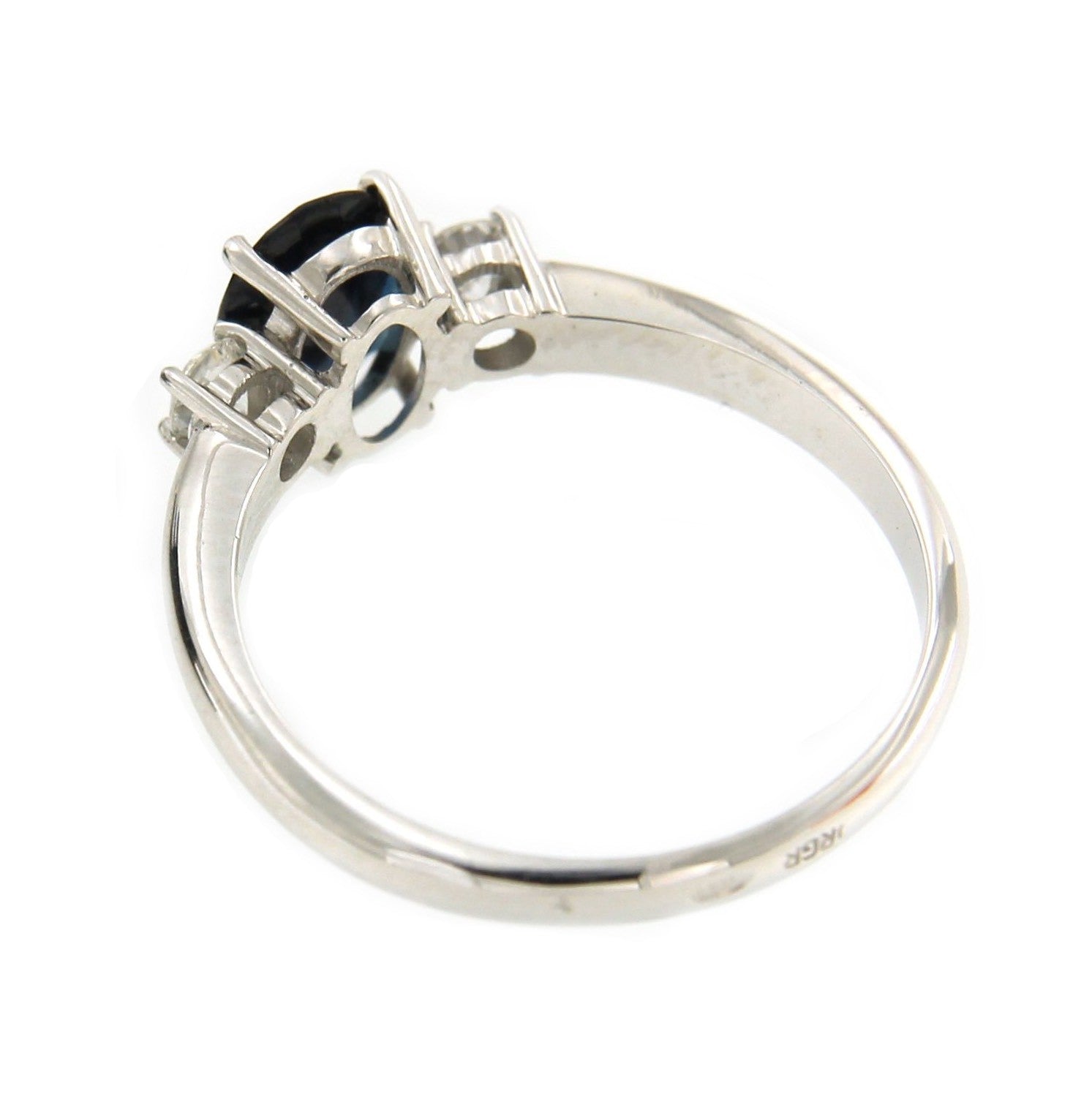 Alianza de oro blanco ALEV con zafiro y diamantes - Roman Joyero