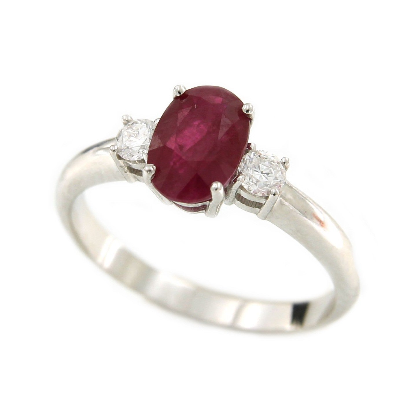Alianza de oro blanco ASLI con rubí y diamantes - Roman Joyero