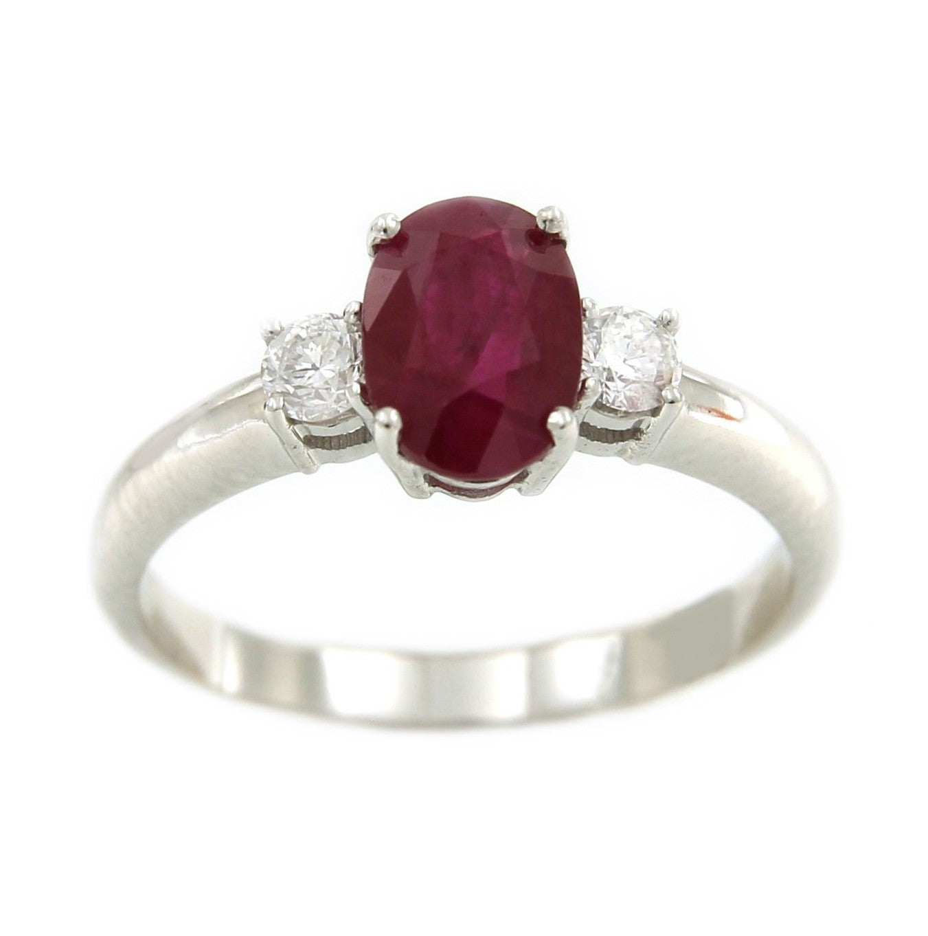 Alianza de oro blanco ASLI con rubí y diamantes - Roman Joyero