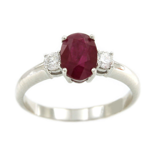 Alianza de oro blanco ASLI con rubí y diamantes - Roman Joyero