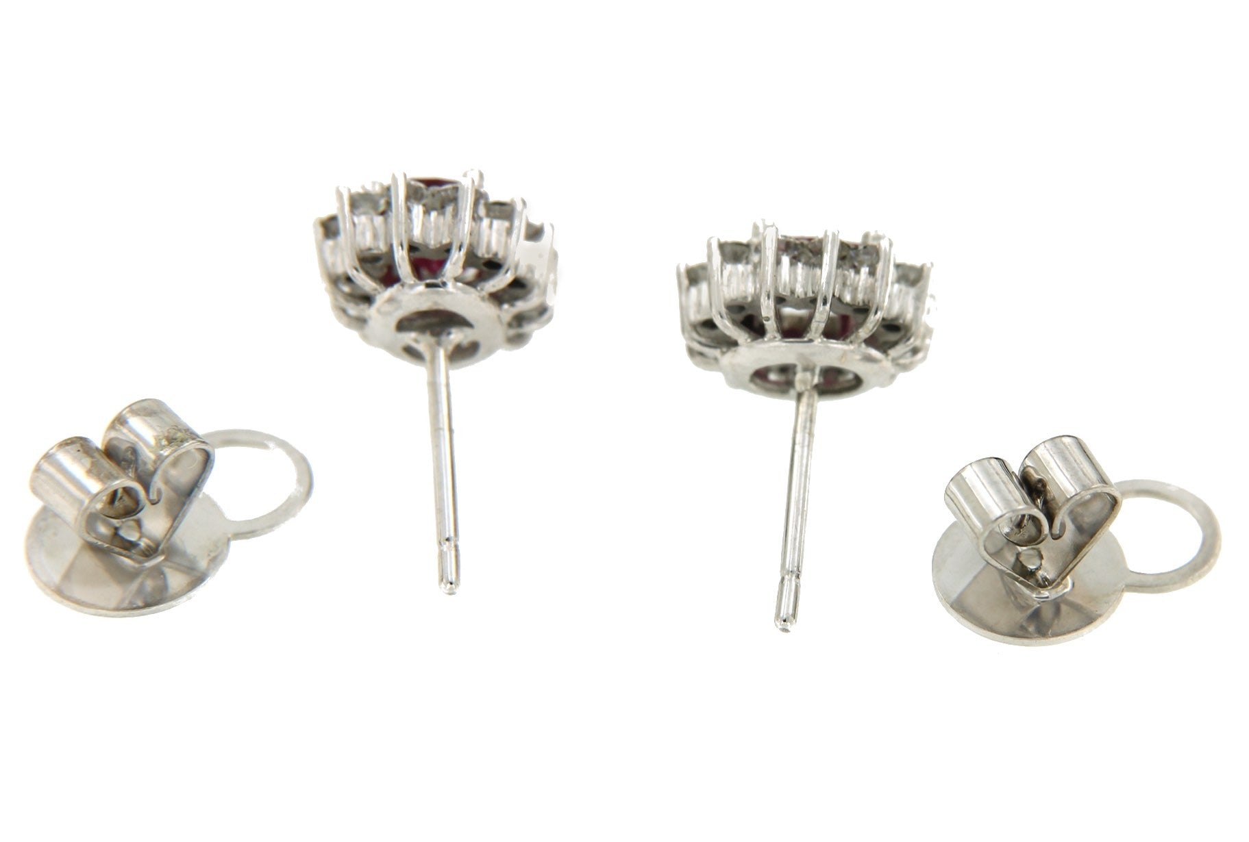 Pendientes de oro blanco ESRA con rubí y brillantes - Roman Joyero