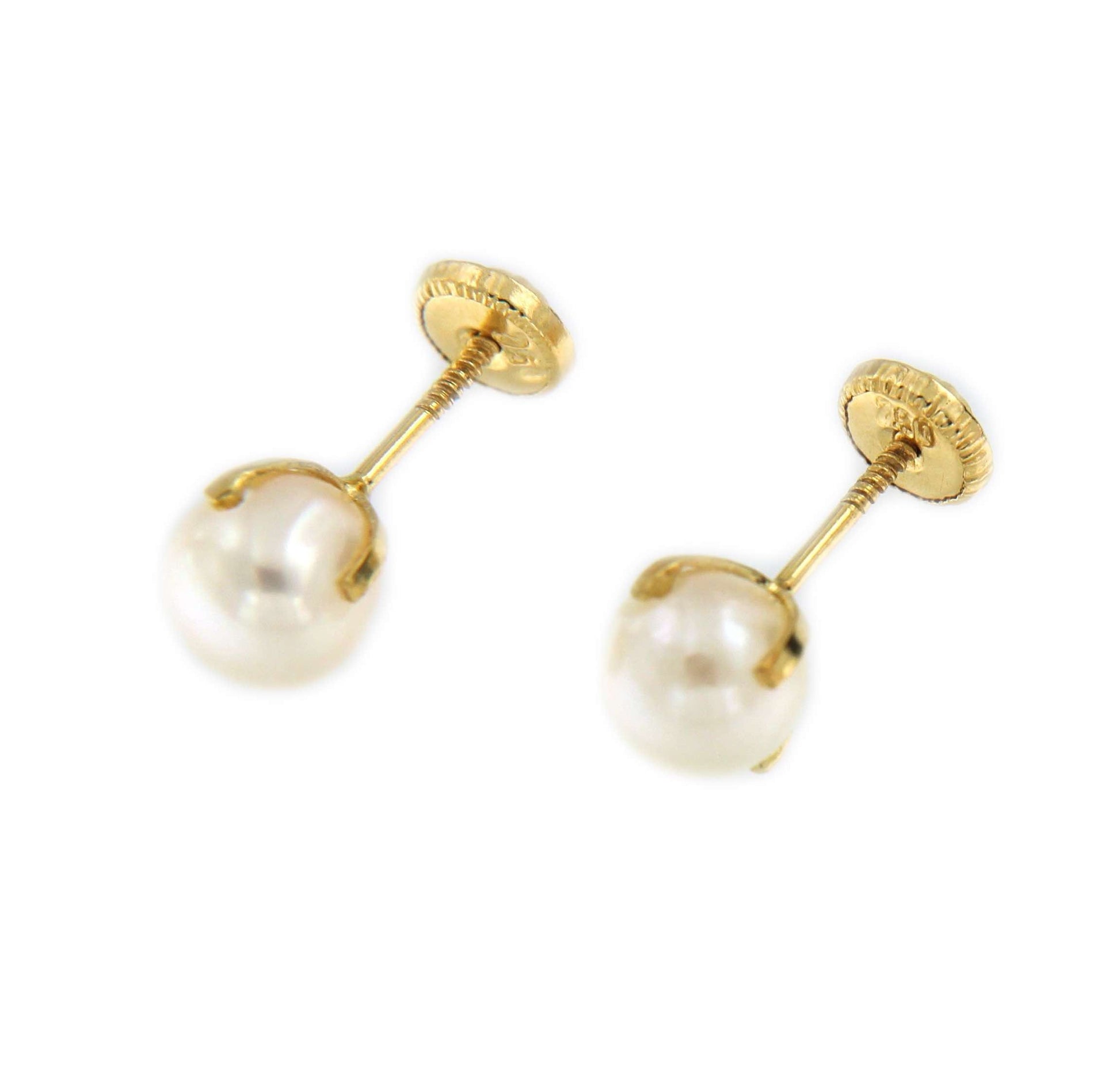 Pendientes para niña SILA en oro amarillo con perla - Roman Joyero