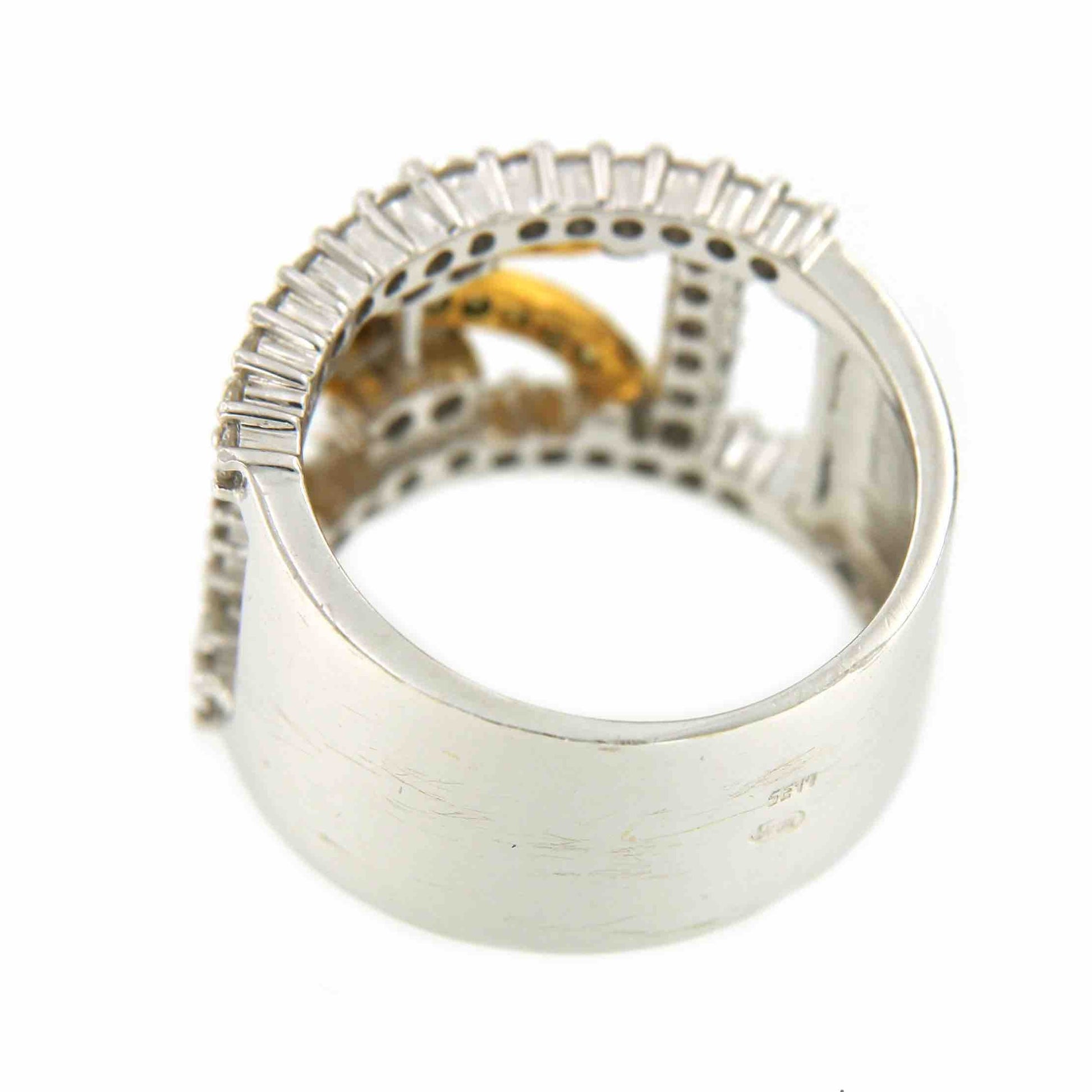 AYLA anillo de oro blanco y amarillo con brillantes blancos y amarillos - Roman Joyero