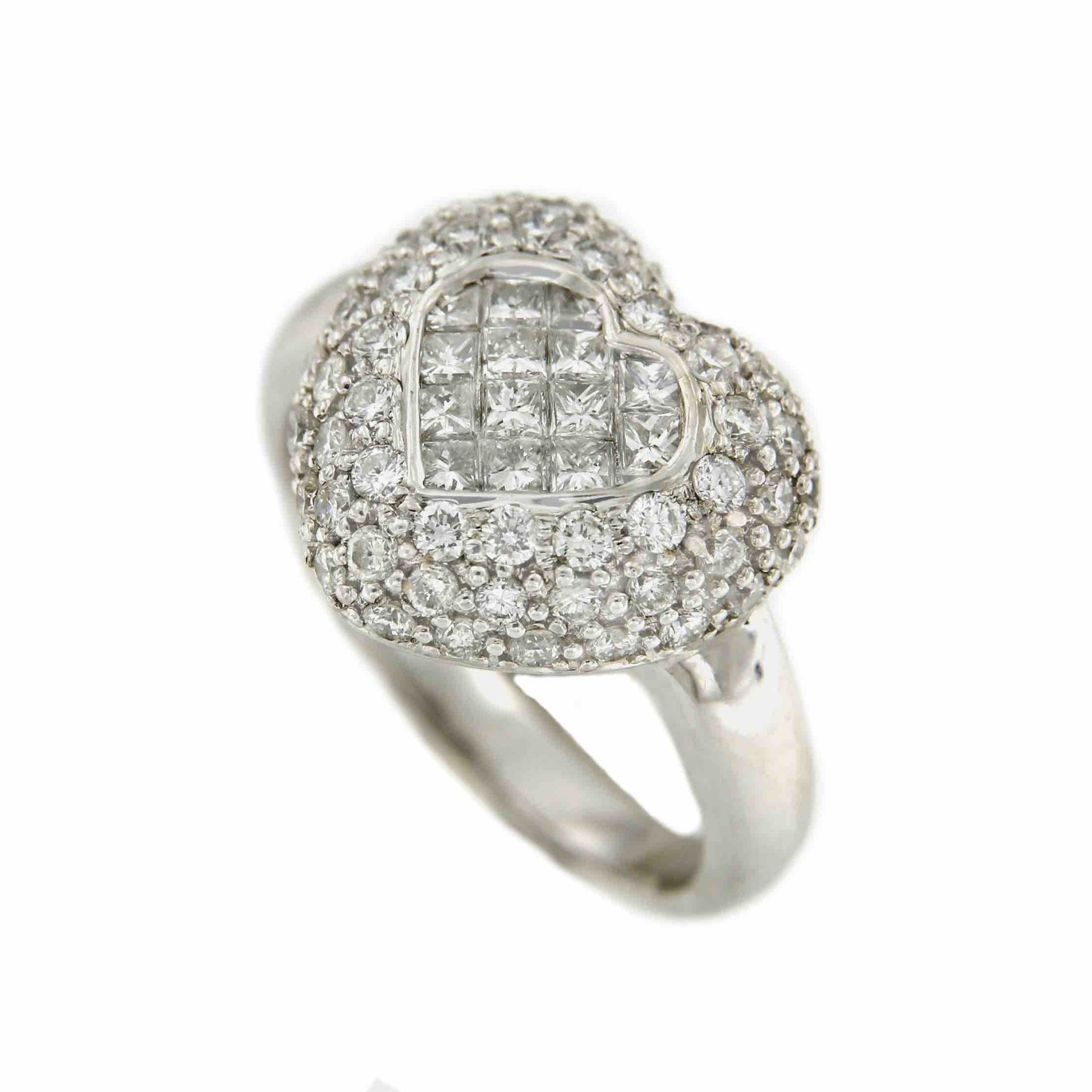 Anillo de oro blanco AYGUN con diamantes en 2 tallas - Roman Joyero