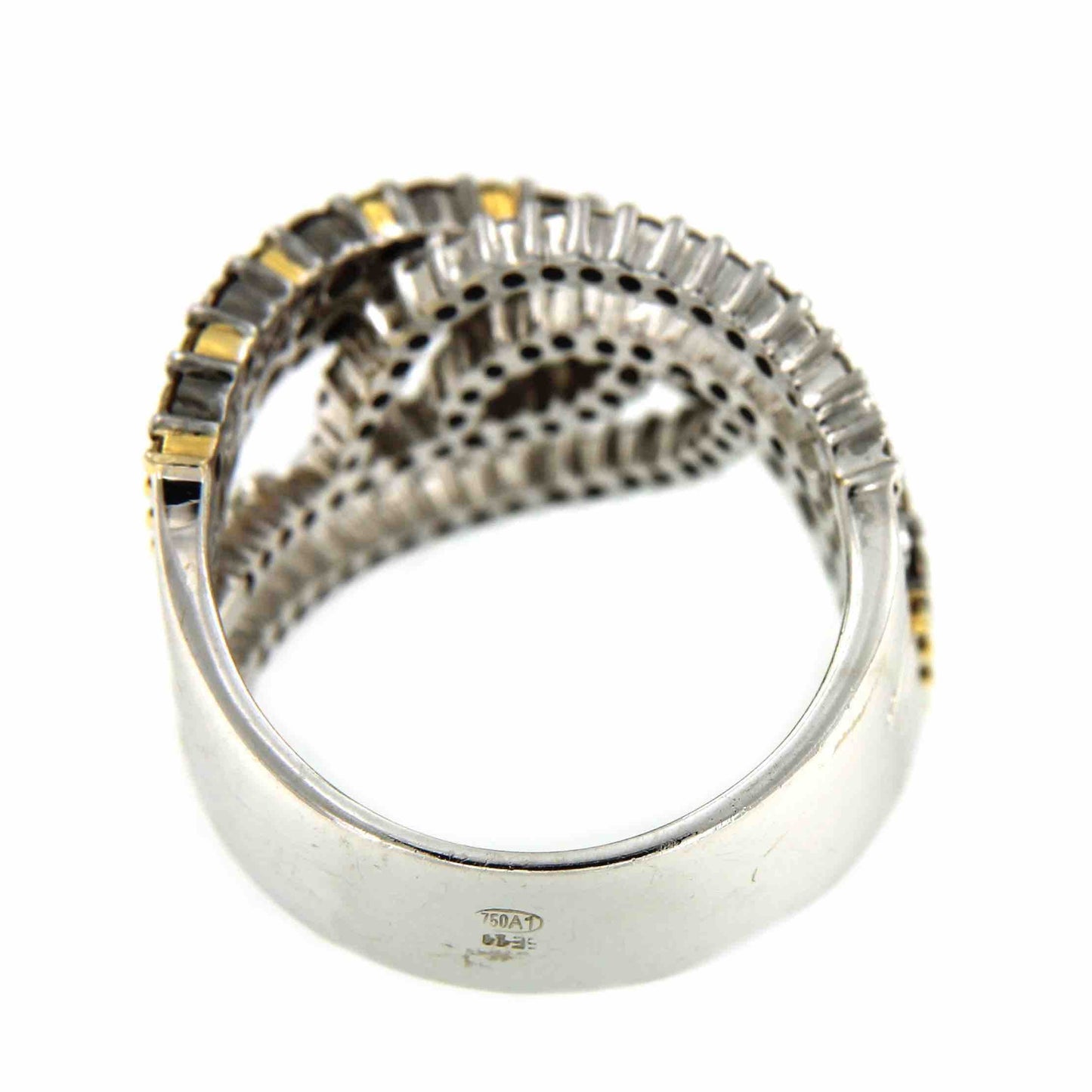 Anillo vanguardista de oro blanco BANU con brillantes multicolor - Roman Joyero