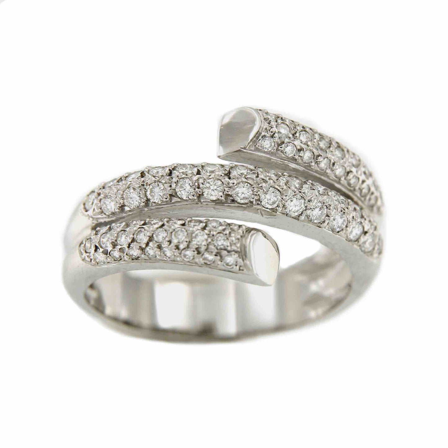 Anillo tipo italiano de oro blanco BELGIN con brillantes - Roman Joyero