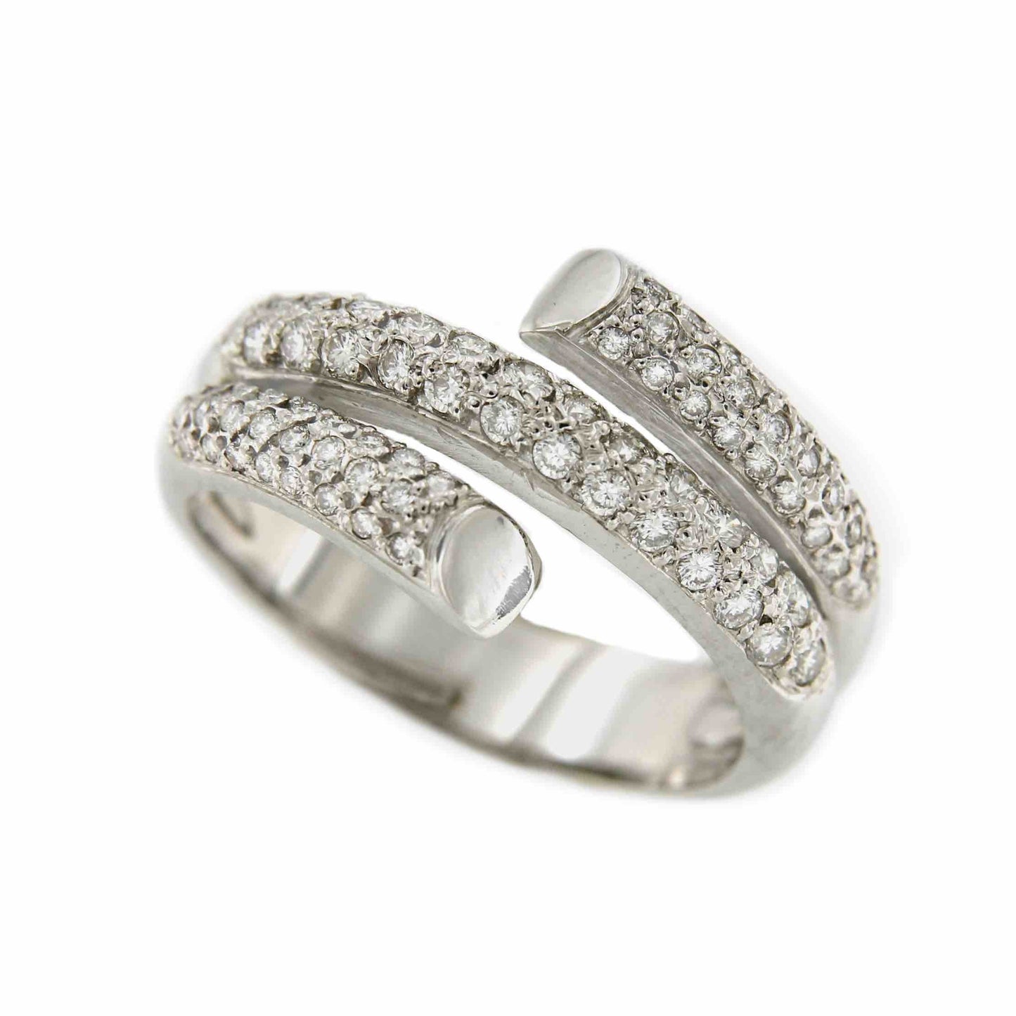 Anillo tipo italiano de oro blanco BELGIN con brillantes - Roman Joyero