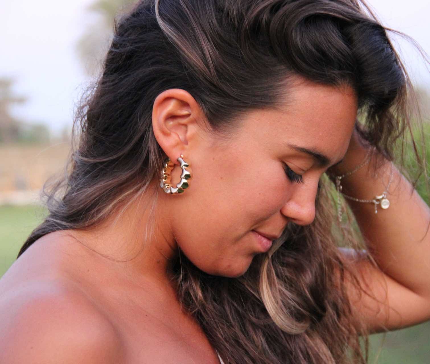 Argollas TERRACE en plata o chapada en oro - Roman Joyero