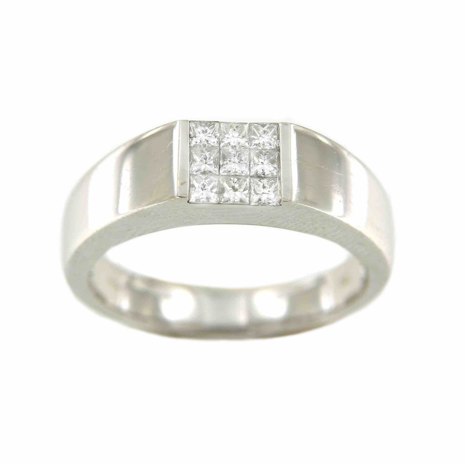 Anillo de oro blanco DAMLA con diamantes talla princesa - Roman Joyero