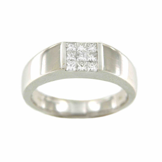 Anillo de oro blanco DAMLA con diamantes talla princesa - Roman Joyero