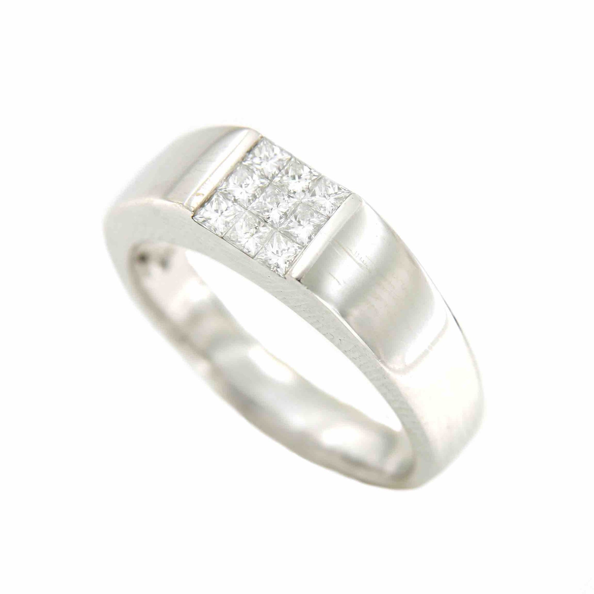 Anillo de oro blanco DAMLA con diamantes talla princesa - Roman Joyero