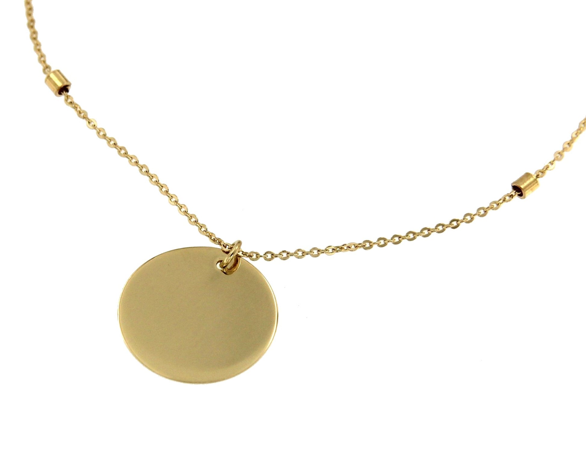 Gargantilla DILEK en oro amarillo de 18 kilates con plaquita para grabar - Roman Joyero